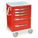 A - Series Lightweight Aluminum Crash Cart - Short Height, Medium Width, Five Drawers, Breakaway Lock, Model MPA2424B05 - Asclepius