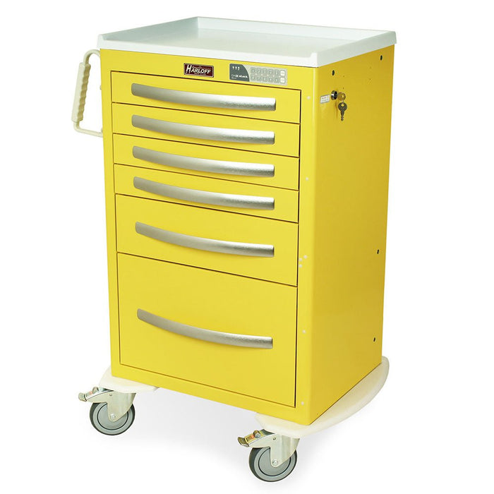 A - Series Lightweight Aluminum Isolation Cart, Tall Height, Medium Width, Six Drawers, Electronic Keypad Lock – Model MPA2430EKC16 - Asclepius