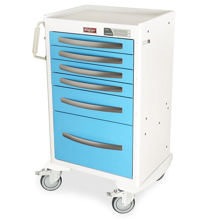 A - Series Lightweight Aluminum Isolation Cart, Tall Height, Medium Width, Six Drawers, Electronic Keypad Lock – Model MPA2430EKC16 - Asclepius