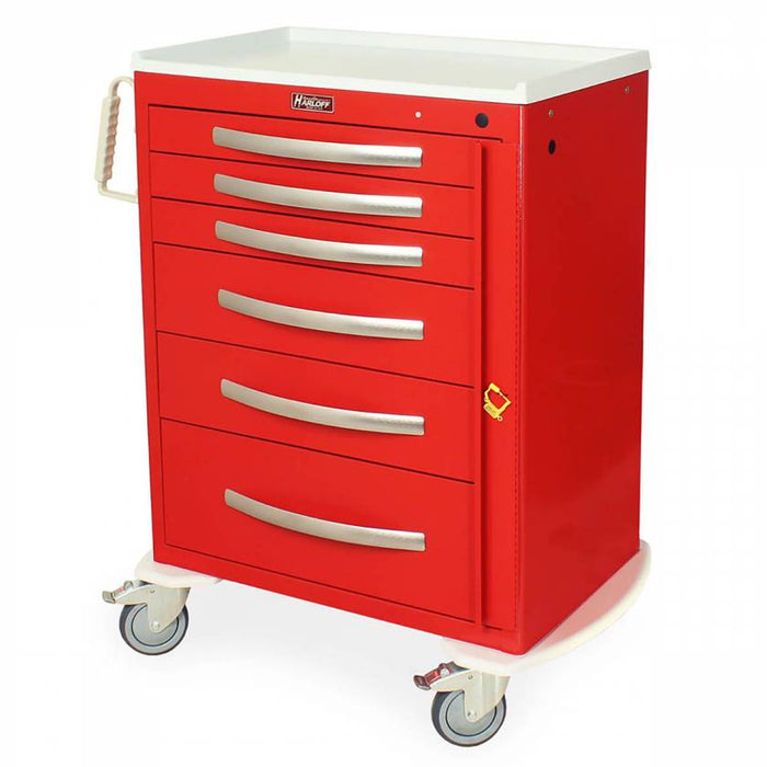 A - Series Lightweight Emergency Crash Cart - Tall Height, Standard Width, Six Drawers, Breakaway Lock, Model MPA3030B06 - Asclepius