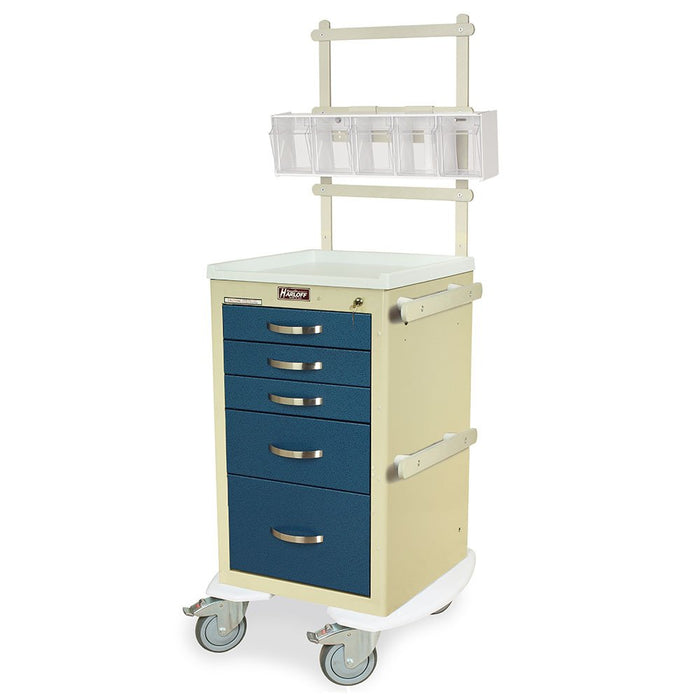 A - Series Narrow Aluminum Anesthesia Cart - Short Height, 5 Drawers, Key Lock, MD18 - ANS Accessory Package - Asclepius