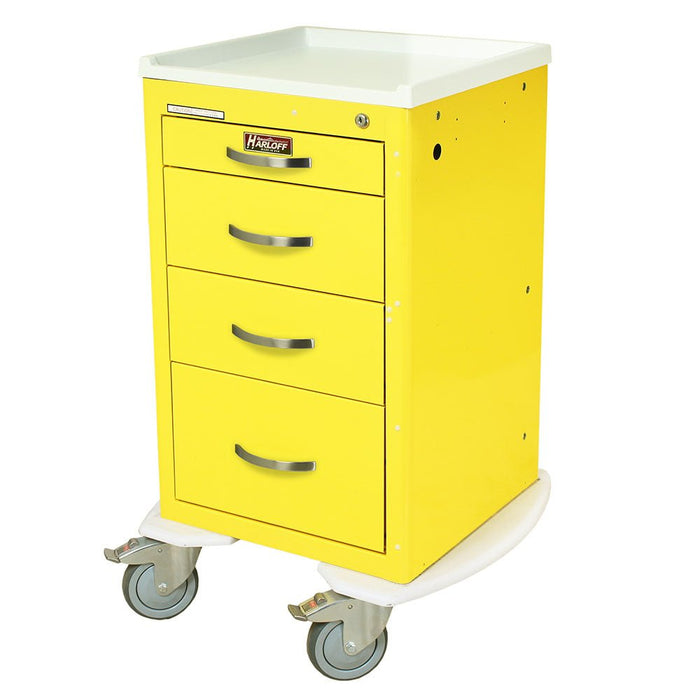 A - Series Narrow Aluminum Isolation Cart, Short Height, Key Lock, Four Drawers – Model MPA1824K04 - Asclepius