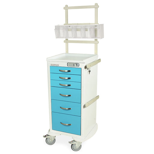 A - Series Tall Aluminum Anesthesia Cart - Narrow, 6 Drawers, E - Lock, MD18 - ANS Accessory Package - Asclepius