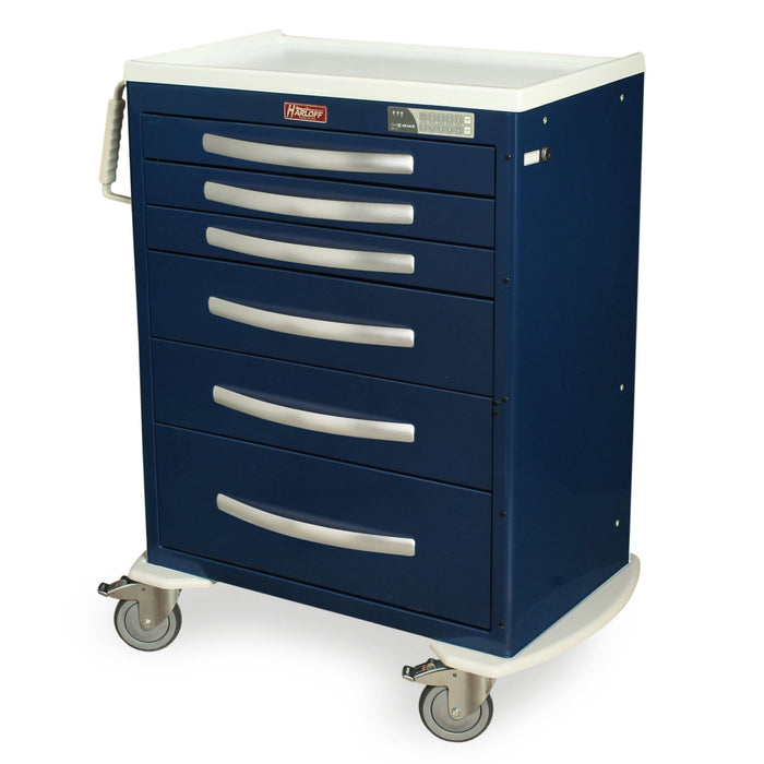 A - Series Tall Aluminum Anesthesia Cart - Standard Width, 6 Drawers, Electronic Keypad Lock - Asclepius