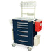 A - Series Tall Lightweight Aluminum Anesthesia Cart - Standard Width, 6 Drawers, E - Lock, MD30 - ANS3 Accessory Package - Asclepius