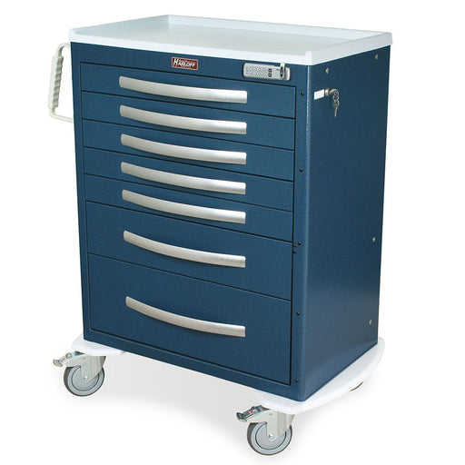 A - Series Tall Lightweight Aluminum Anesthesia Cart - Standard Width, 7 Drawers, E - Lock - Asclepius