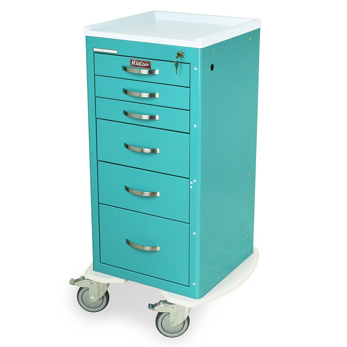 A - Series Tall Lightweight Anesthesia Cart - Narrow, 6 Drawers, Key Lock - Asclepius