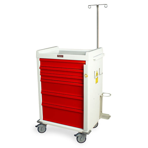 Aluminum MRI - Compatible Crash Cart with Accessory Package - Six Drawers, Breakaway Lock, Model MR6B - EMG - Asclepius