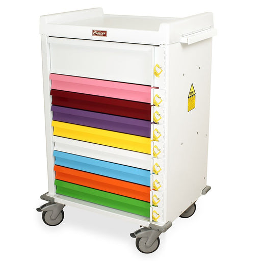 Aluminum MRI - Compatible Pediatric Crash Cart - Nine Drawers, Breakaway Lock, Model MR9B - PED - Asclepius