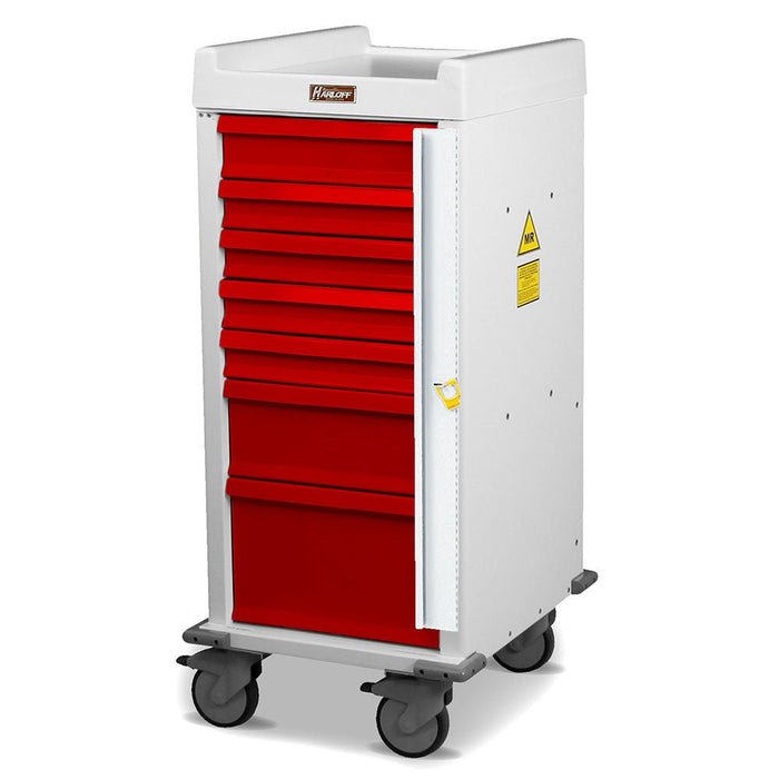 Aluminum Narrow MRI - Conditional Trolley - Seven Drawers, Breakaway Lock, Model MRN7B - Asclepius