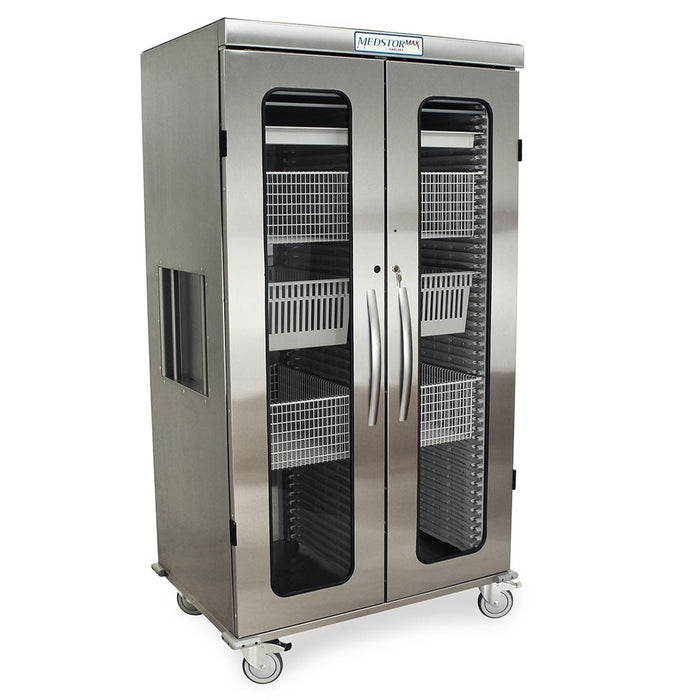 Double Column Stainless Medical Storage Cabinet with Glass Doors and Key Lock, MSSM82 - 00GK - Asclepius