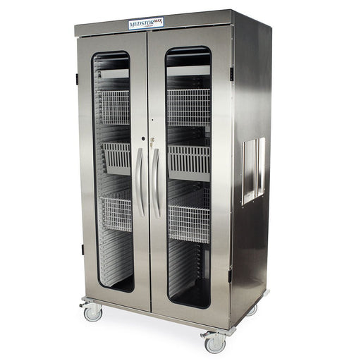 Double Column Stainless Medical Storage Cabinet with Glass Doors and Key Lock, MSSM82 - 00GK - Asclepius