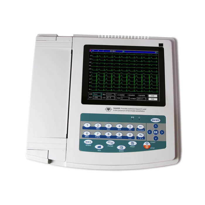 ECG1200G Digital 12 channel/lead EKG+PC Sync software, Electrocardiograph Touch Screen - Asclepius