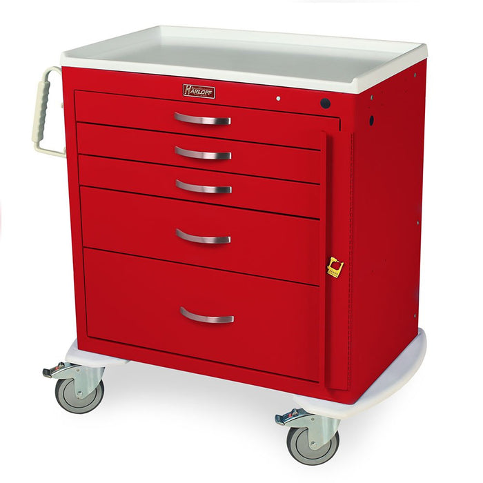 Harloff M - Series Standard Width Short Emergency Crash Cart Five Drawers with Breakaway Lock - Asclepius