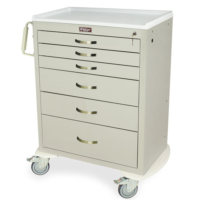 Harloff M - Series Tall Anesthesia Cart - Standard Width, 6 Drawers, Key Lock - Asclepius