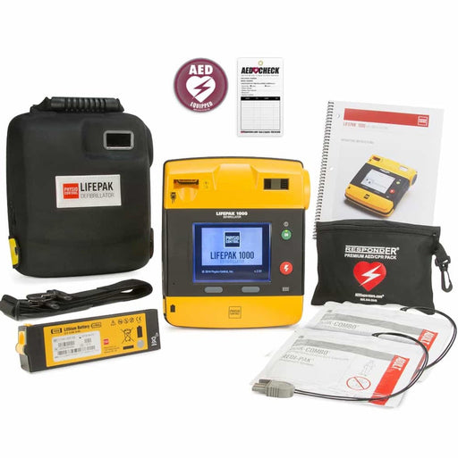 LIFEPAK 1000 ECG Display, Std Setup w/carry case, Battery, Electrodes - Asclepius