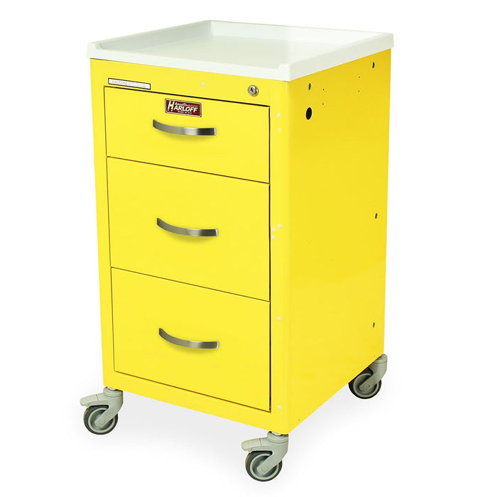 M - Series Short Isolation Mini Cart, Three Drawers, Key Lock, M3DS1824K03 - Asclepius