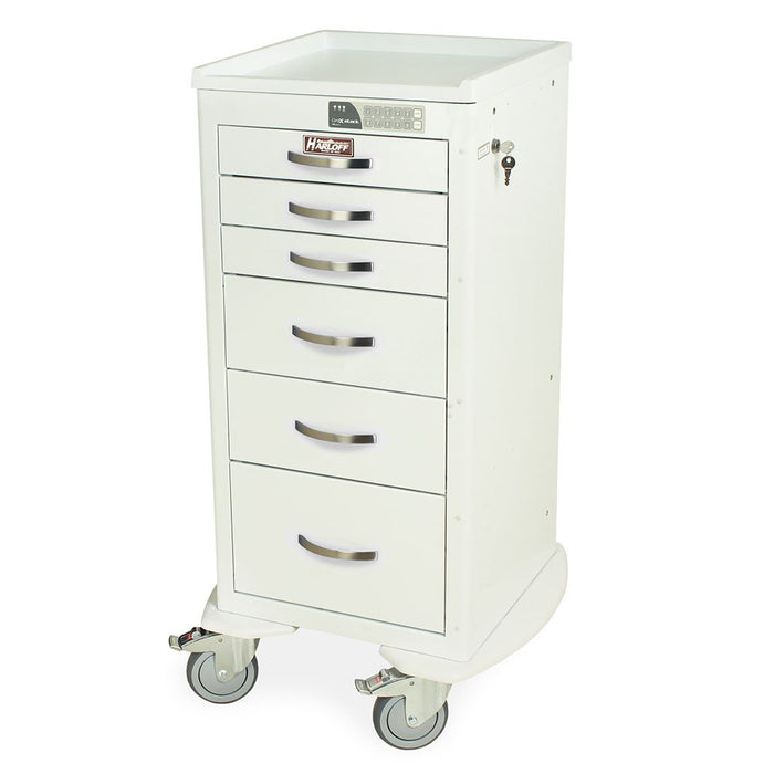 M - Series Tall Anesthesia Cart - Mini Width, 6 - Drawer with Electronic Keypad Lock - Asclepius