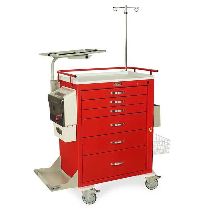 M - Series Tall Emergency Crash Cart with MD30 - EMG3 Super Stat Package - Six Drawers, Breakaway Lock, Standard Width, Model MDS3030B06+MD30 - EMG3 - Asclepius