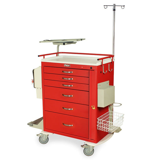 M - Series Tall Emergency Crash Cart with MD30 - EMG3 Super Stat Package - Six Drawers, Breakaway Lock, Standard Width, Model MDS3030B06+MD30 - EMG3 - Asclepius