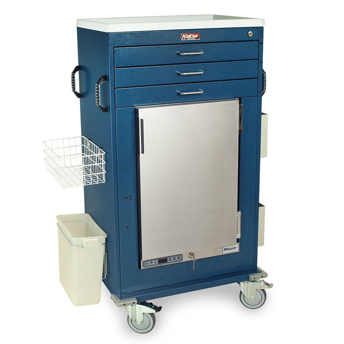 Malignant Hyperthermia Cart with 1.8 Cubic Feet Medical Grade Refrigerator - Three Drawers, Key Lock, Model MH5300K - Asclepius