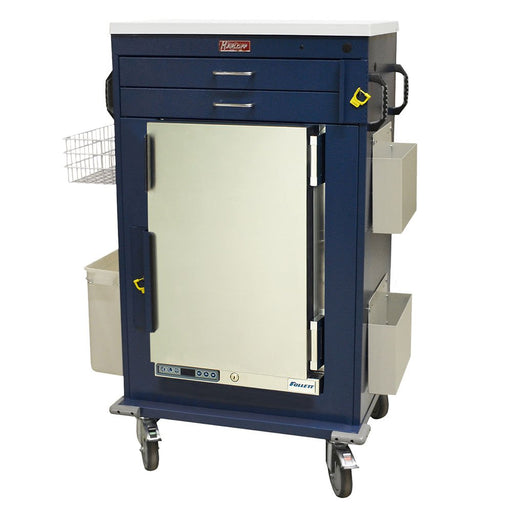 Malignant Hyperthermia Treatment Cart with 1.8 Cubic Feet Medical Grade Refrigerator - Two Drawers, Breakaway Lock, Model MH5200B - Asclepius