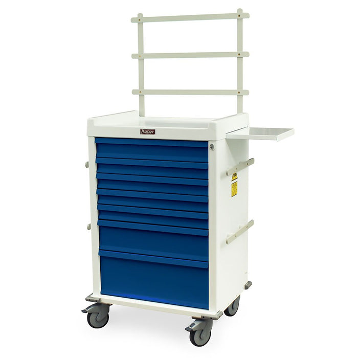 MRI Safe Aluminum Anesthesia Cart - 7 Drawers, Key Lock, Accessory Package - Asclepius