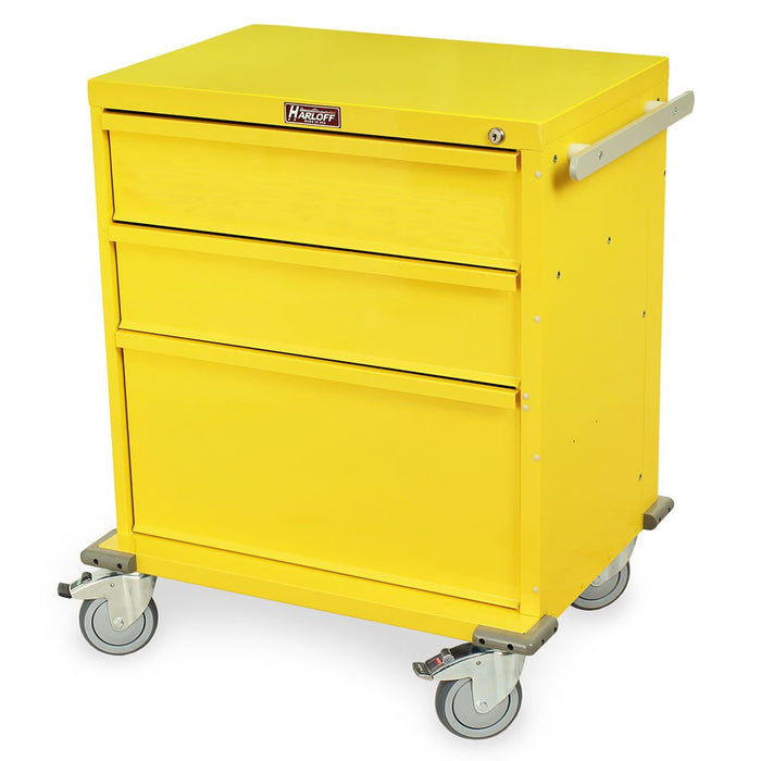 Rapid Response Medical Cart, Model RRC334YL – Compact 24″ Cabinet with Key Lock and Three Drawers (2 - 6″, 1 - 12″) - Asclepius