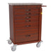 Tall Wood Vinyl Emergency Cart - Six Drawers, Breakaway Lock, Model WV6400 - CM - Asclepius