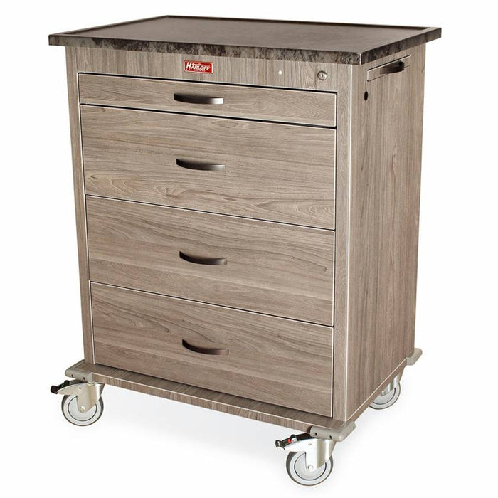 Wood Vinyl 540 Capacity Punch Card Medication Cart - Furniture Style, Key Lock (WV540PC - AN) - Asclepius